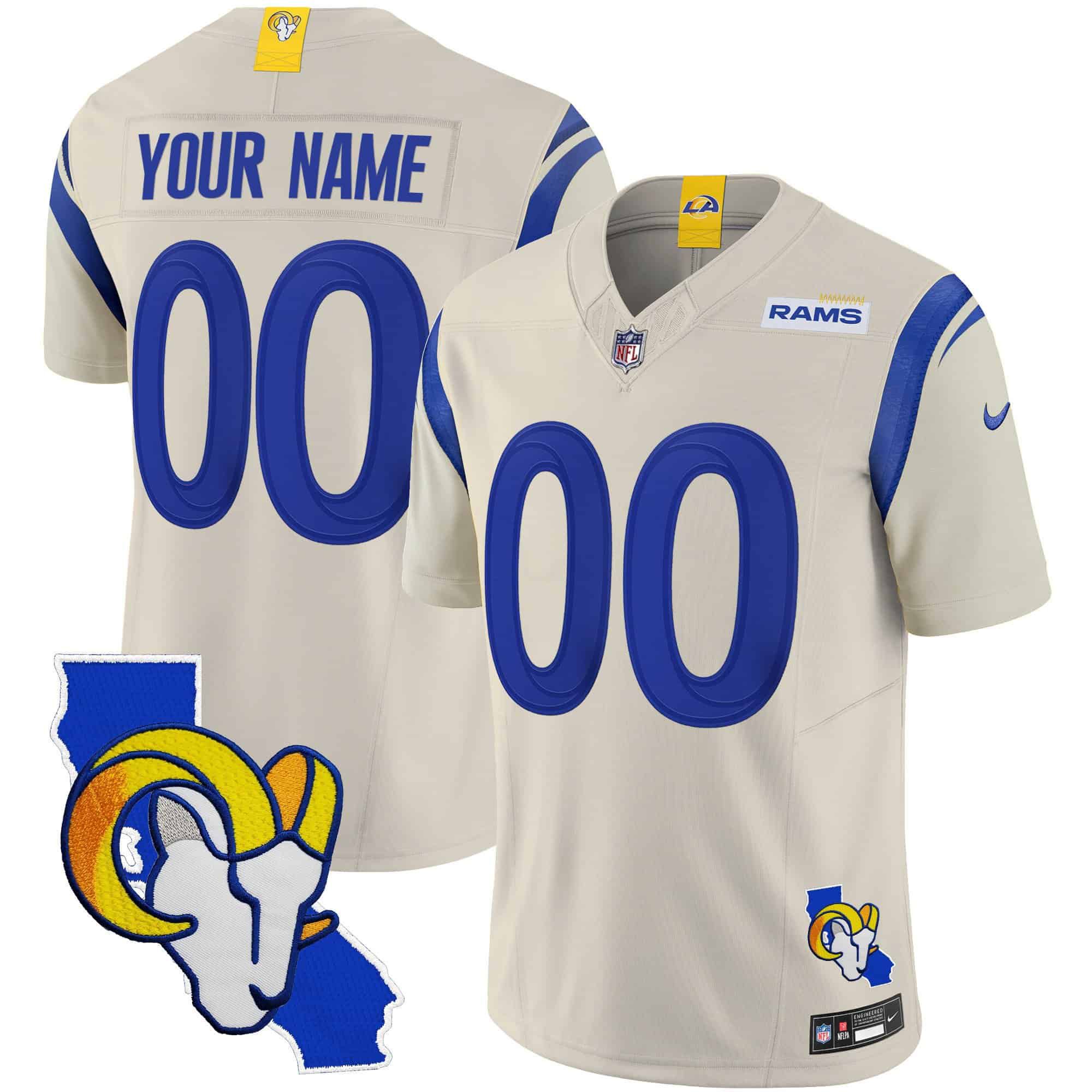 Men Los Angeles Rams Cream 2024 Nike Patch Vapor Limited Custom NFL Jersey->customized nfl jersey->Custom Jersey